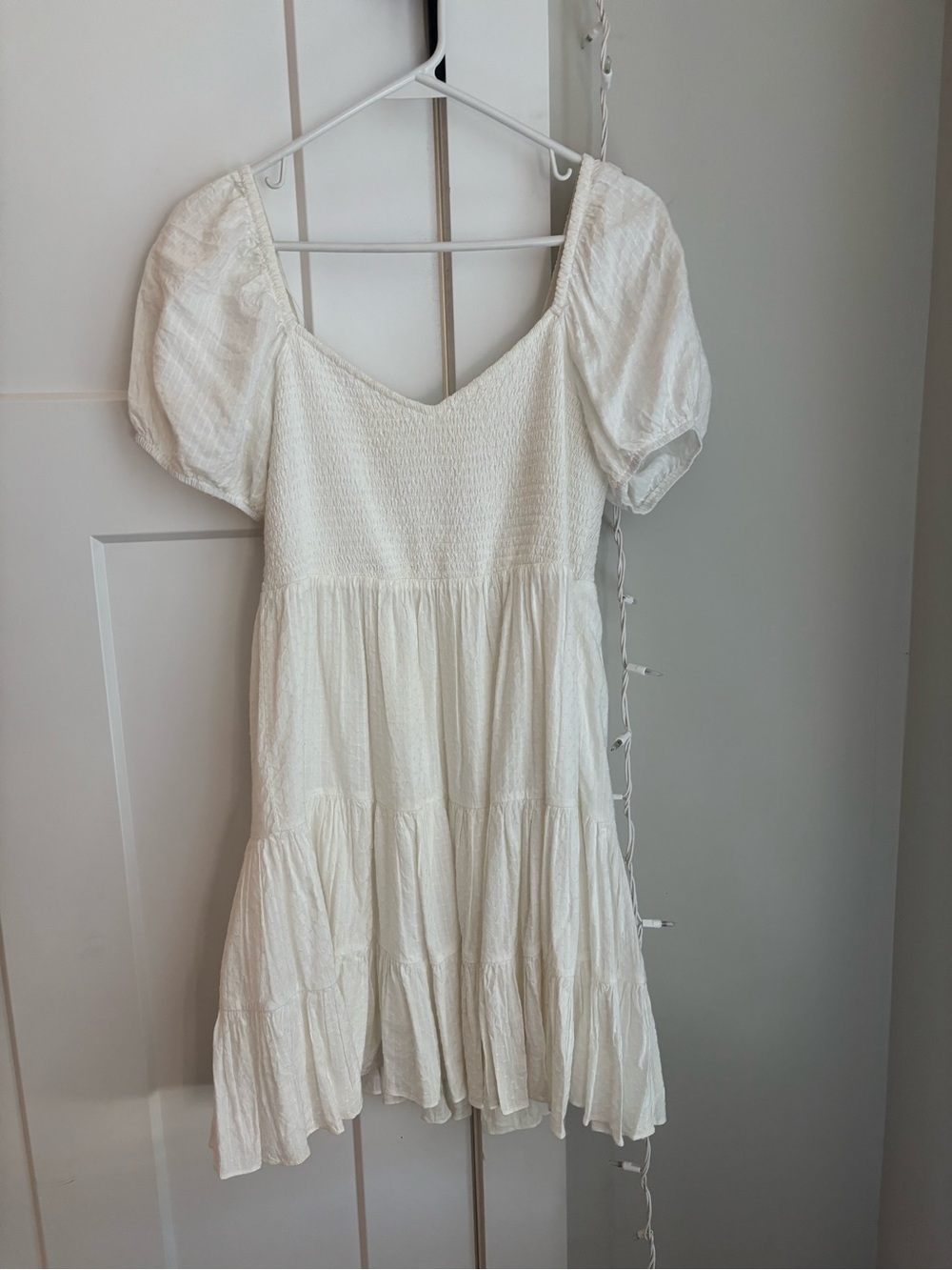 Altar'd State White Puff Sleeve Mini Dress